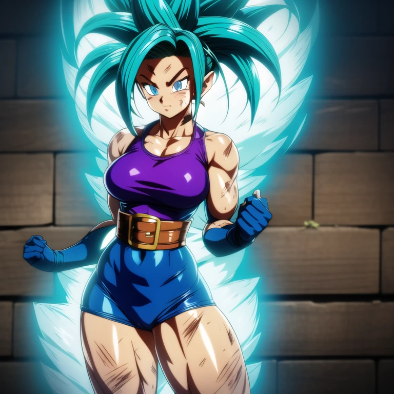 dbsuper style, 1
Girl, captain mizuki, green aura, super saiyan's aura, belt, pointed ears, elf ears, navy blue colored hair, huge hair, bruise, bruise on face, clenched hands, frown, gloves, blue eyes, grey gloves, evil grin, medium breasts, Aura around her, solo, high ponytail, mouth opened, furious, saiyan armor, armor,  powering up aura
, ((masterpiece)) 
