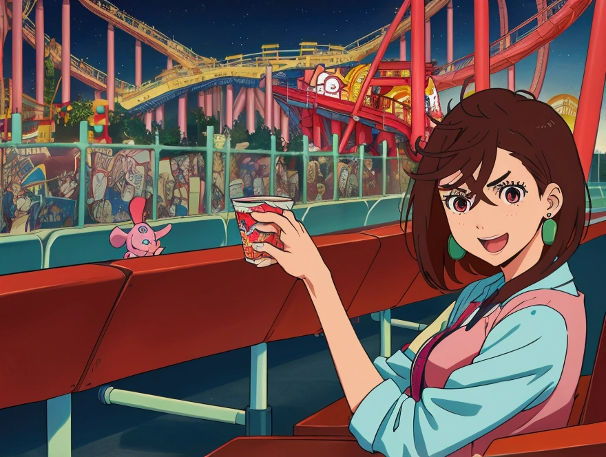  From anime having fun at the roller coaster amusement park next to Okarun Dandadan Okarun Dandadan Okarun Dandadan