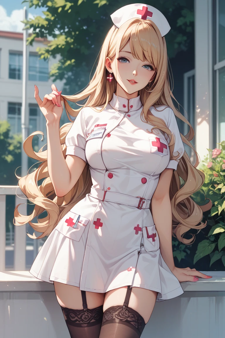 source_anime,score_9, score_8_up, score_7_up, score_6_up, score_5_up, rating_safe,
(girl:1.5),(long hair,delicate detailed black eyes, nice outfit,bangs,nurse, sitting), (close up,waist)
background, park,