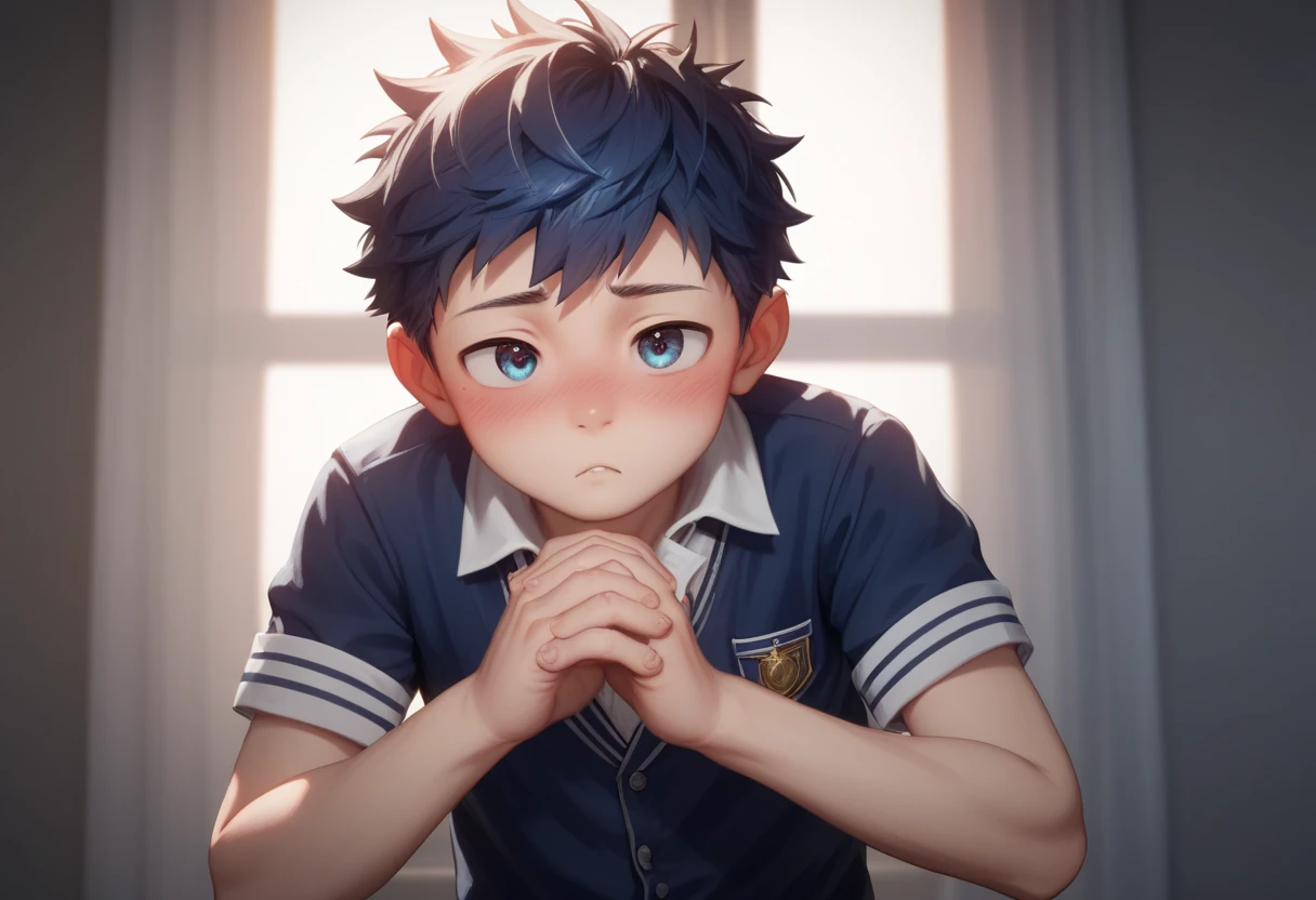 Two handsome cute kiid little young boy 5yr,blush,messy short hair,from front close up,in place to change school clothes,kiid face,wearing uniform,they join hands,fullbody,hd,4k,8k,dynamics lighting,perfect lighting,realistic,behind background a peoples