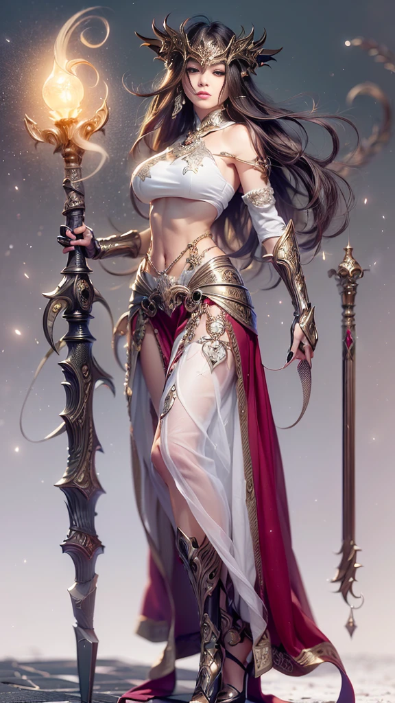 (RAW shooting:1.5, Photoreal:1.5, 8k, highest quality, masterpiece, ultra high resolution), medieval europe, world of magic and swords, perfect dynamic composition:1.2, Mysterious:1.3, Highly detailed skin and facial textures:1.3, cute and sexy slim female warrior, beautiful and aesthetic:1.2, cute and sexy beauty, perfect style, wear elaborate rings, Pose wielding a large sword:1.3, fire, water, Wind, thunder, ice, Fair skin, very beautiful face, (Medium chest, Chest gap), (embarrassing smile, The expression on your face when you feel intense caress, Facial expression when feeling pleasure), (sexy gold metallic armor:1.1, off shoulder, Navel exposure), (beautiful blue eyes, Eyes that feel beautiful eros:0.8), (Too erotic:0.9, Bewitching:0.9), full body shot, Ancient castle in the background