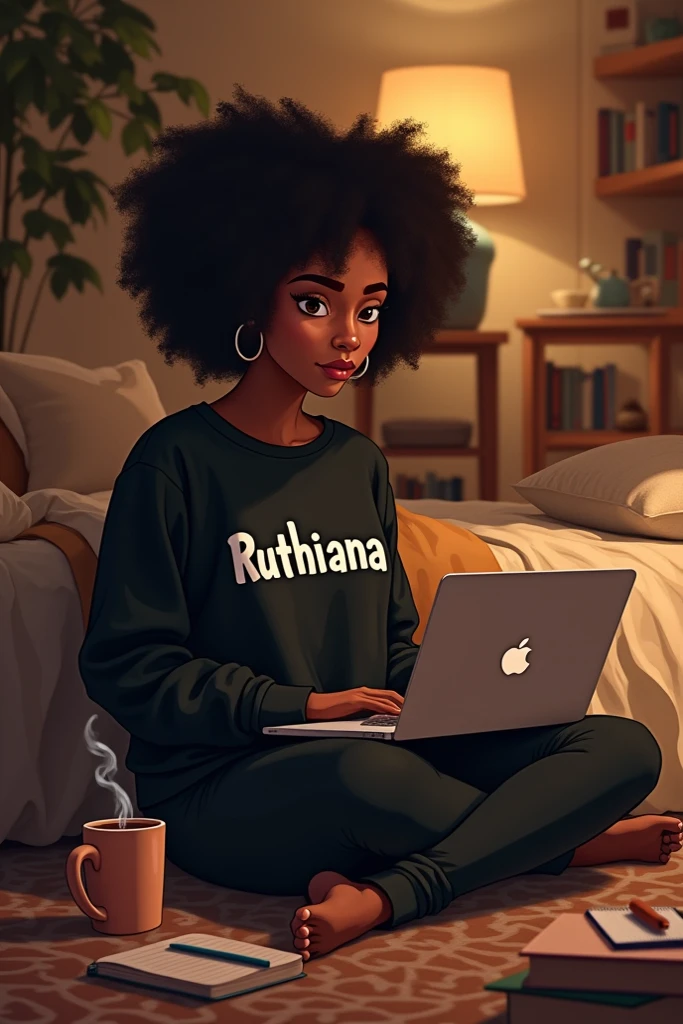 BLACK WOMAN WITH BRAIDS NAGO SHORT HAIR WITH HEADPHONES drawing