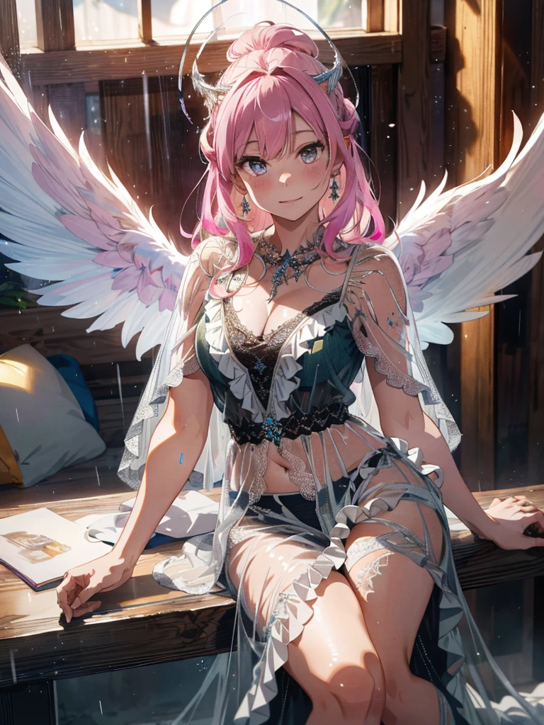 sketchbook,solemn expression,realistic lighting,soft brushstrokes,vibrant colors,butterfly wings,floral background,daytime scene