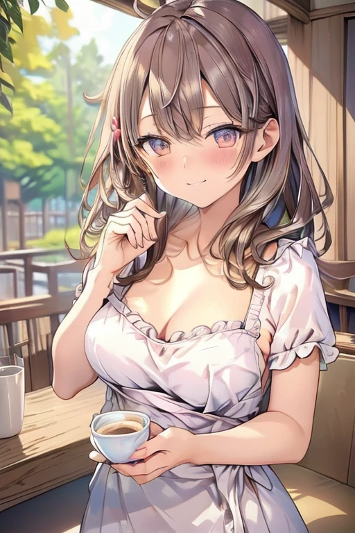 (from above:1.2,Best Quality),a girl , kimono uniform,silver color hair,Purplish  blue eyes that dreamers desire, small stature, medium tits , Lori face, (masutepiece:1.2, Best Quality), (finely detailed beautiful eye: 1.2), (beautifull detailed face), (perky chest:1.2), (pointed chest:1.1), (cafe magazine cover:1.5)，(Best Illumination, extremely delicate and beautiful), sexy pose,make a coffee , in a kitchen counter, morning light, (Pale white background:1.1), Short bob hair（1:3）、Ultra Contrast、Braid a little around the ears、only has 5 fingers、Sexy and qute pants、nffsw,A small café in the forest. A stylish café with a terrace tucked away in the forest. We offer a variety of menus including delicious coffee., a cake, sandwich, and spaghetti. The smile of the clerk in the apron is very nice.、It is very popular with customers.effect///Fluffy pastel colors.fine brushes,（XF 35mm F1 key.4 R,F1.4,Maximum aperture,become blunt:1.5） Rough, detailed watercolour, soft and fantastic, pastel, Fluffy, (extremely fine and beautiful), (Perfect Detail)、(pastel color),Soft texture:1.2.(masutepiece, Best Quality), (finely detailed beautiful eye), (finely detailed  eyes and detailed face),The tones are also visibly luminous.Pale blurred contours,Unobtrusive lighting, moody atmosphere,subtle highlights