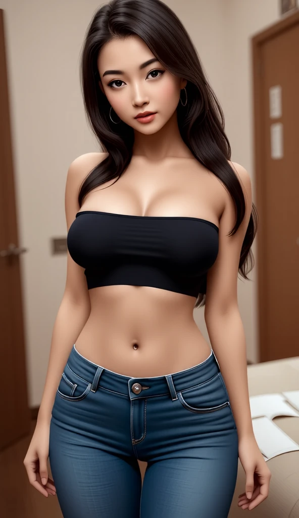 Sexy indian girl with big breast tight bra, 3d render