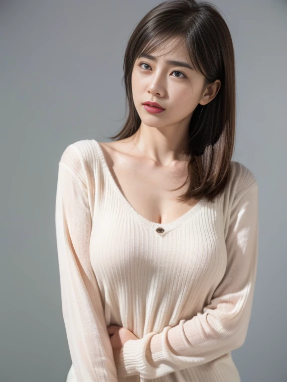 knit tanktop, coat, (HQ skin:1.3), (photorealistic:1.4), (best quality:1.2), (ultra highres:1.3), 8k, RAW photo, (masterpiece:1.2), , zydG, 1girl, detailed skin, looking at viewer, brown eyes, (long hair with bangs:1.2), (big breasts:1.2), (large areolae:0.8), , (pureerosface_v1:1.2)