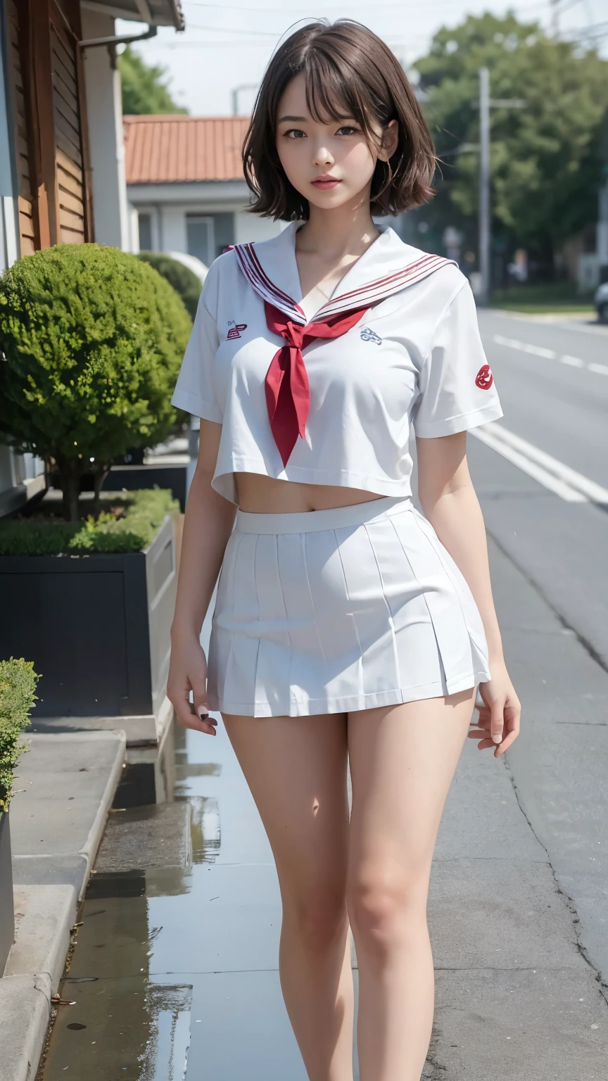 A cute Japanese woman, sixteen years old,Symmetrical face、a smile