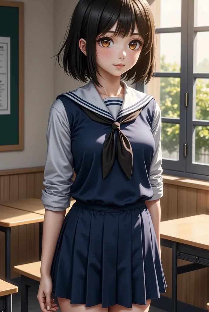 Himiko Toga、School classroom、evening、Realistic、gloss、