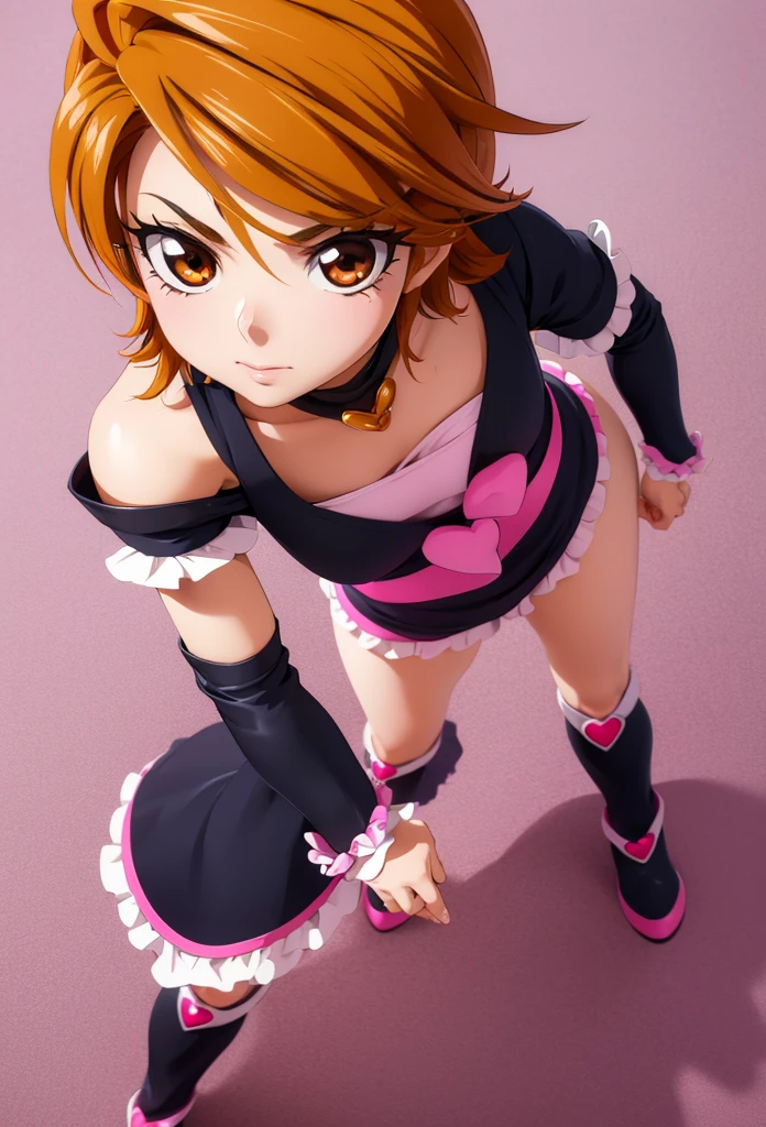 Masterpiece,Solo,One Girl ,Nagisa Misumi,Anime Pretty Cure,Cure Black,High Quality,High Resolution,Photograph 16K,Ultra HD,Ultra Detailed ,Cure Black Outfit,Brown Hair,Short Hair