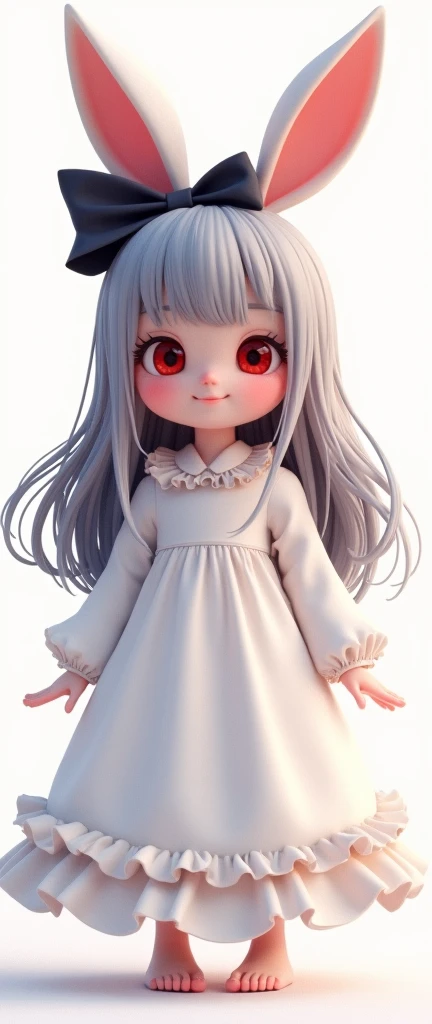 PopMart Blind Box IP, a close-up of a cute, white robe doll, young wanangel style, wearing long and fluent clothes, wlop style, pocelain doll, little people; Unreal Engine 5, Lite 3D/C4D production: 8K HD quality/lighting/ultra-detailed lens depiction 1.5, flawless, chibi background/cinematic.