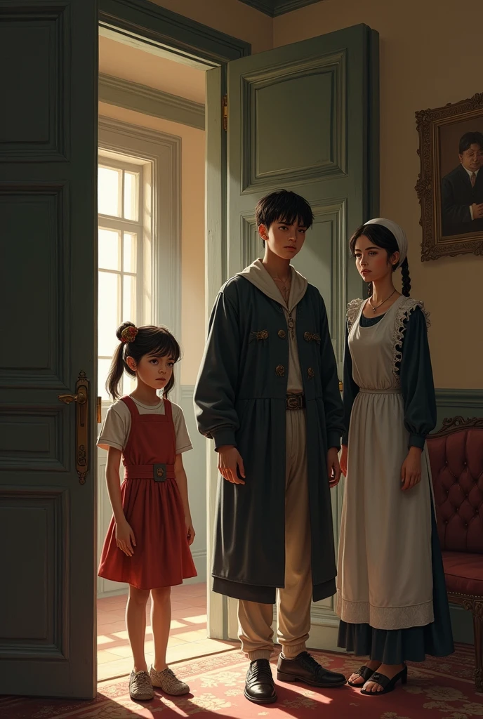 (There are two children standing next to each other holding hands, imagem antiga, childhood friend, foto antiga, quatro anos, artista desconhecido, foto de estilo antigo, historical picture, unknown location, foto colorida antiga, usando um vestido maravilhoso, foto muito antiga, fotografia antiga, childhood memory, orridente, fine facial features, balloons flying in the sky, sol, Clean blue sky and white clouds, Prados, 夏天