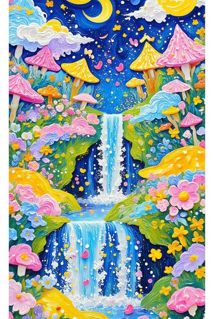 Draw a colorful forest with streams and flowers,  fantastic forest , Psychedelic Forest ,  Magical Forest , Candy Forest, Bright forest, 受 Tomokazu Matsuyama 启发, in a Candy Forest! At night,  Magical Forest  with fireflies, in a  Magical Forest , in the  Magical Forest , Wonderful fantasy landscape art , Fairytale Forest, Detailed Dreams,  Magical Forest 