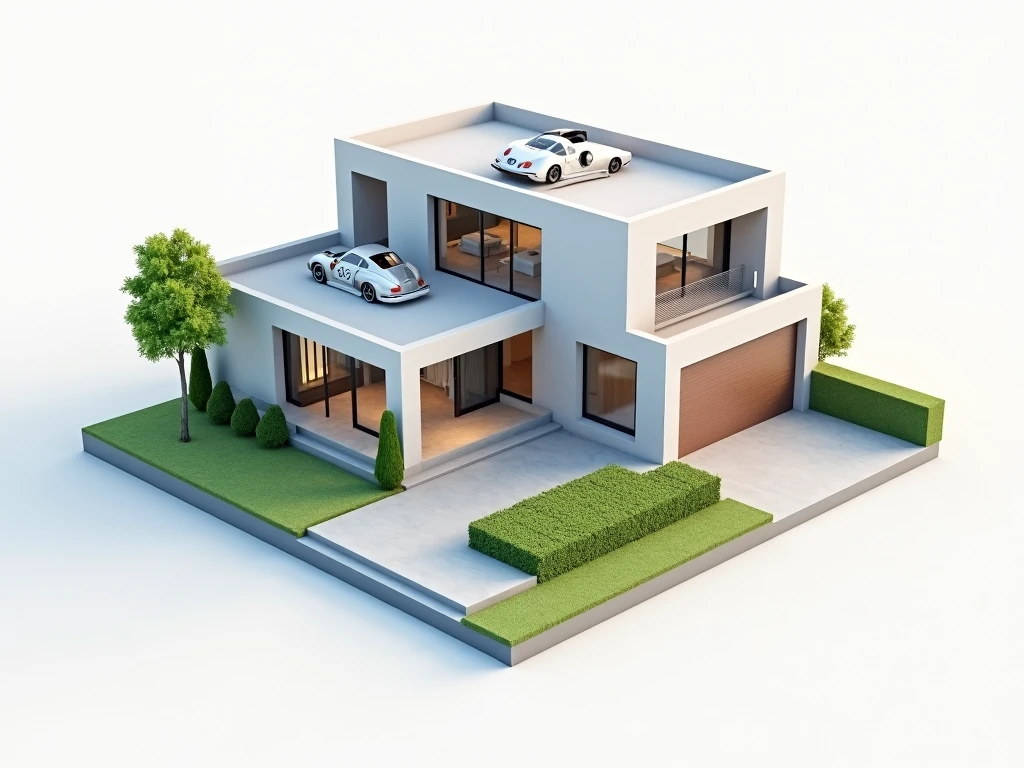 Create a modern house in isometric 3d - SeaArt AI