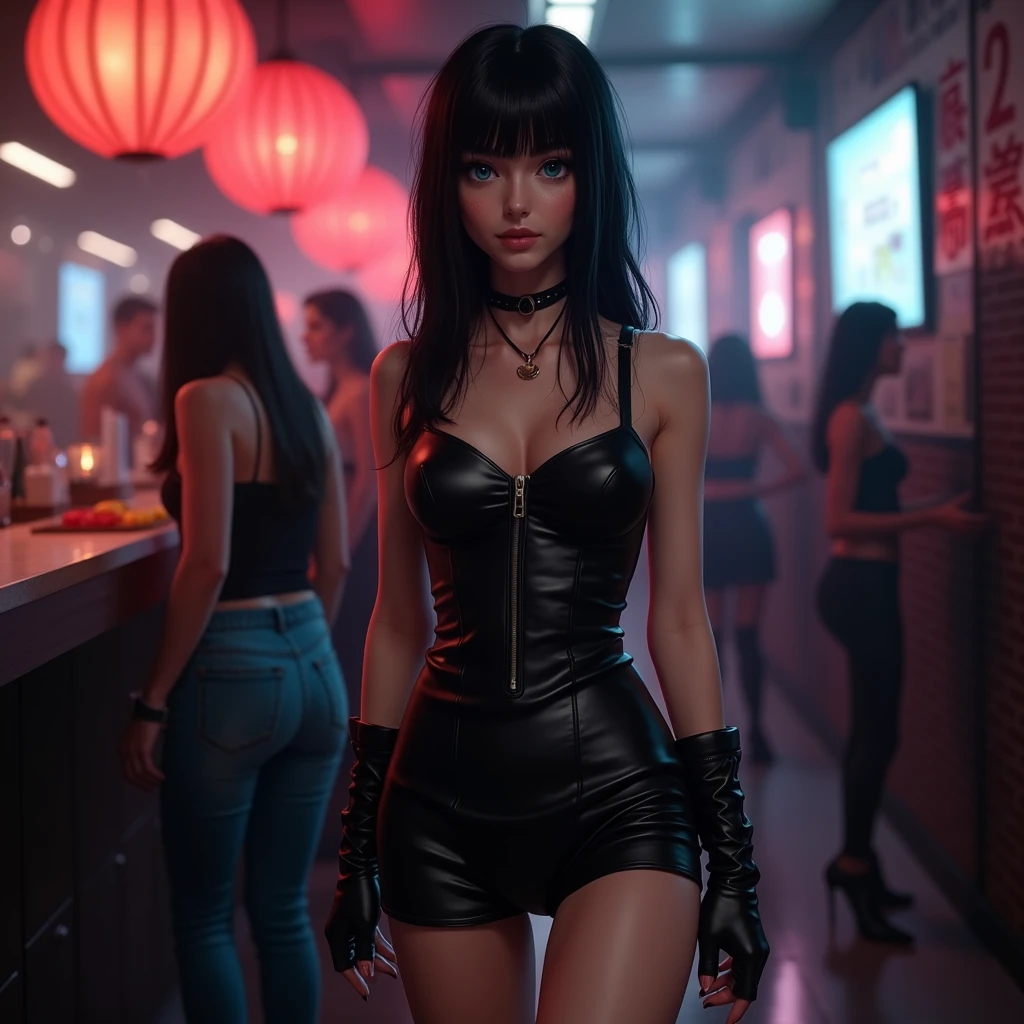 black hair, scene of discoteca, Surrealism, 8k, super detail