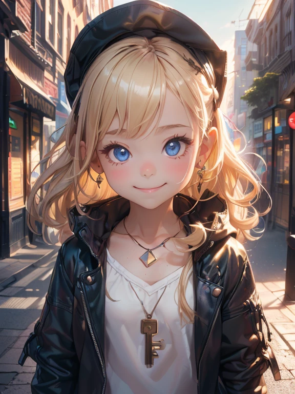  Masterpiece , for lights,  for light  ,  High Resolution CG Unity 8K Wallpaper  ,((Upper body portrait)), ((( cute赤ちゃんの顔 , とてもcute１２ year old girls : 1.4))), (  long pointed ears  ),  Elegant Long Wavy Platinum Blonde Hair, (( average chest size , Self-illuminating skin)), (( Exposing Street Fashion )), (  Wet White Skin  ), (  kind smile ), cute, Symmetrical face, fine grain, Key Art, Awards, HDR with fine details  , photorealism,  hyperrealism  , Surrender,  dramatic light  ,  Amazing Scenery  ,  Written Boundary Depth ,(Street of food ),