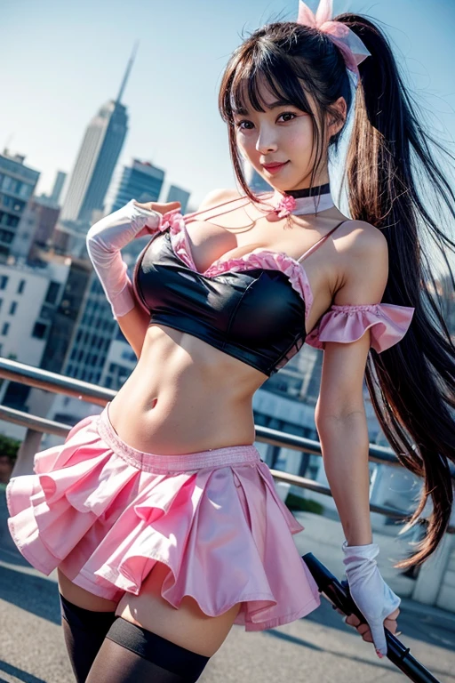very cute and beautiful girl,(highly detailed beautiful face),(pink leotard:1.2),(sleeveless),(laugh),
festival in town street,(parade:1.2),(many people wearing pastel costume),flags,confetti in sky,outdoors,depth of field,
cowboy shot,standing,dynamic pose,black hair,hair band,
(best quality,masterpiece:1.2),absurdres,highres,ultra-detailed,extremely detailed,32k,8k resolution,
intricate details,cinematic scene,detailed background,solo,dynamic angle,
hair fluttering in the wind,
(realistic),