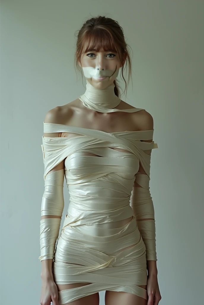 girl was forced to be made into a living mummy,, whole body had become a mummy couldn't breathe.
The her had become a fully living mummy.From head to toe, was tightly wrapped in bandages, leaving no gaps.Her face was also covered in bandages.There wasn't a single gap in the bandages covering her entire body.