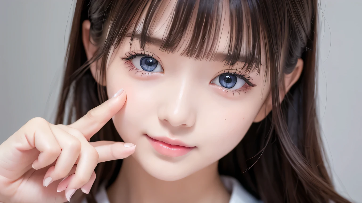 detailed face, (masterpiece), (highest quality), (Super detailed),(Disheveled Hair),(figure), (One girl), Are standing, smile, Beautiful fine details, Bright Blue Eyes, Beautiful face in every detail, (kamisato ayaka: 1.2), Focus on the face, ponytail, kamisato ayaka(Genshin Impact), Light blue hair, Detailed Hair, bangs, Best lighting, Best Shadow, Very detailed, Vibrant