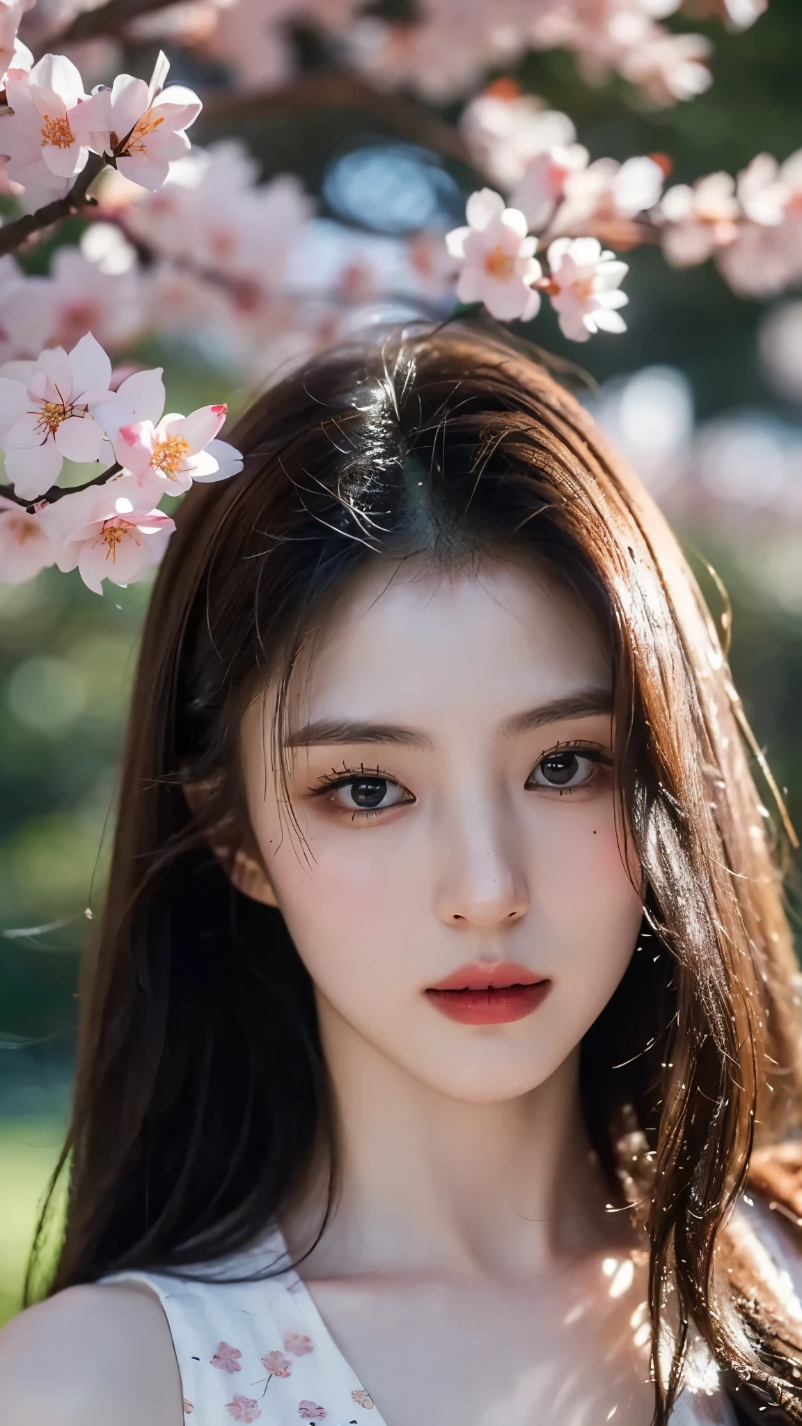 ( logo , masterpiece, 8k, Tabletop, RAW photos, huge , Top Quality, realistic and High quality 디테일 CG integrated 8k wallpaper, High quality, High quality 디테일, particle effect , Dynamic Effects , border depth , Movie lighting, Lens Flare, ray tracing , with pale golden eyes )), (( 1 Beautiful Woman , silvery long hair , beautiful face, Real face, beautiful, clear eyes, beautiful skin )), ((night, , Blue full moon , night sky, cherry blossoms, cherry blossomss, Falling Petals , Flying petals)), beautiful eyes