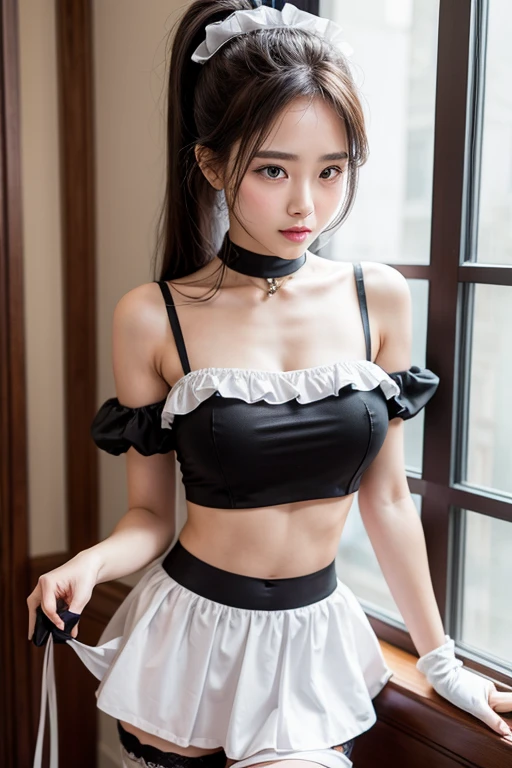 huge-breast、beautiful a girl、high picture quality、Like a shot with an SLR、Goth Loli Fashion、Lolita Fashion、maid clothes、take off clothes、undergarments、Navel out