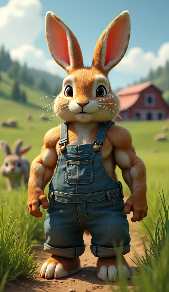 Farm environment, Juvenile,Dwarf,Male baby rabbit, Kneeling in the dirt,Raised,Charm,Rabbit shape, muscular,Tattered shorts, sweat,Happy, Looking at the audience,
rest,
(Detailed background:1.2),High Detail, Film Photography, RAW Video, Practical, Analog style, best quality, ultra Practical, 8K,By Ken Ketter,