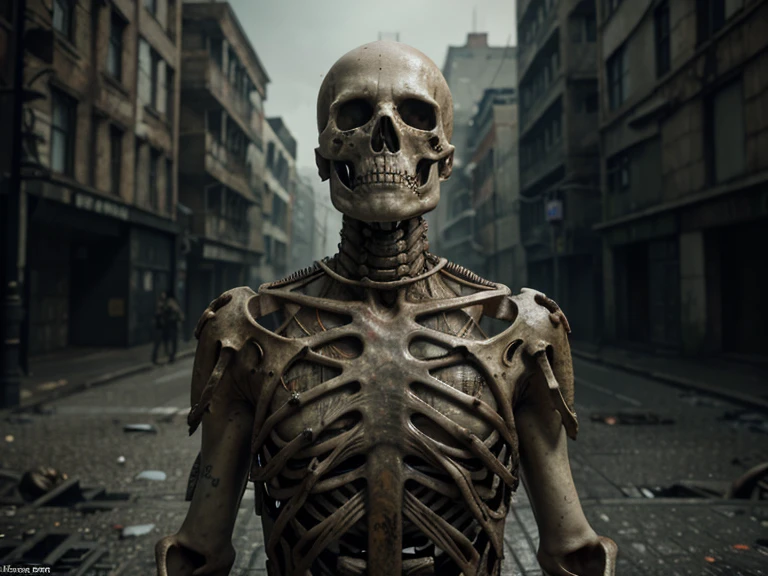 Aerial camera angle、A small town on the ground、Full Body Shot、Horror-themed movie stills,、A gigantic skeleton demon that reaches up to the sky、(Full body portrait:1.3), Detailed bones、Shallow depth of field, Vignette, Very detailed, High budget, Bokeh, CinemaScope, Sulky, amazing, nice, Film Grain, granular . Creepy, Anxious, dark, Creepyな, Suspenseful, strict, Very detailed
