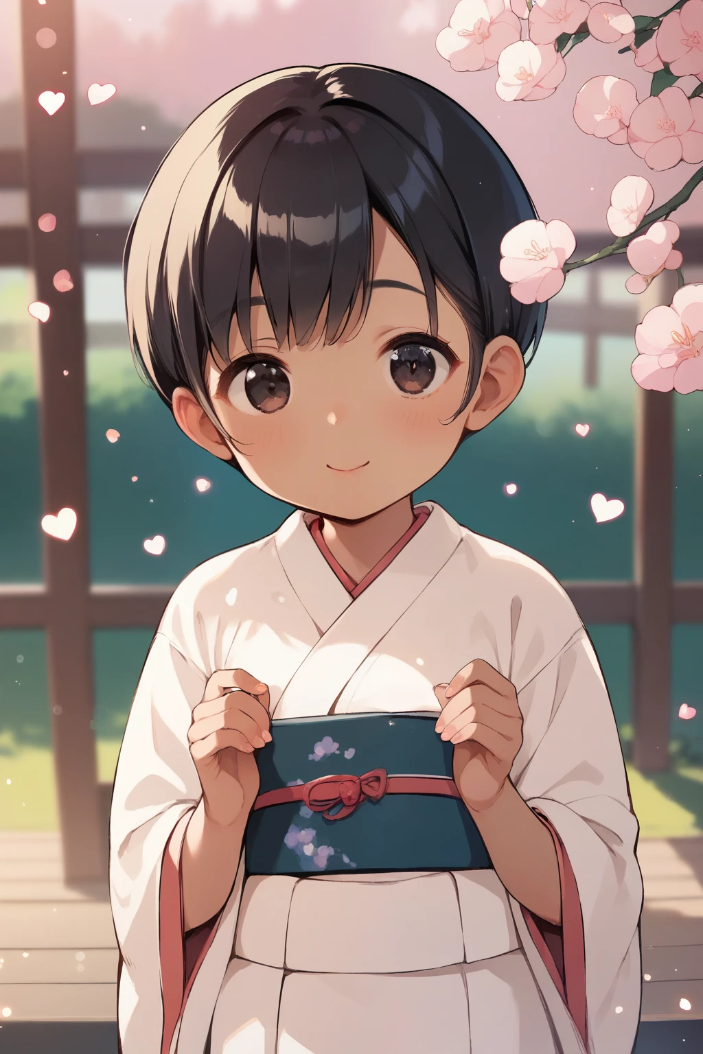  score_9,  score_8_up,  score_7_up,  score_6,  score_5_up,  score_4_upanime break， very young girl ，Cute kimono，2 Japanese cute young girls， short， **ddler figure ，Heart Particles，Dark Eyes，