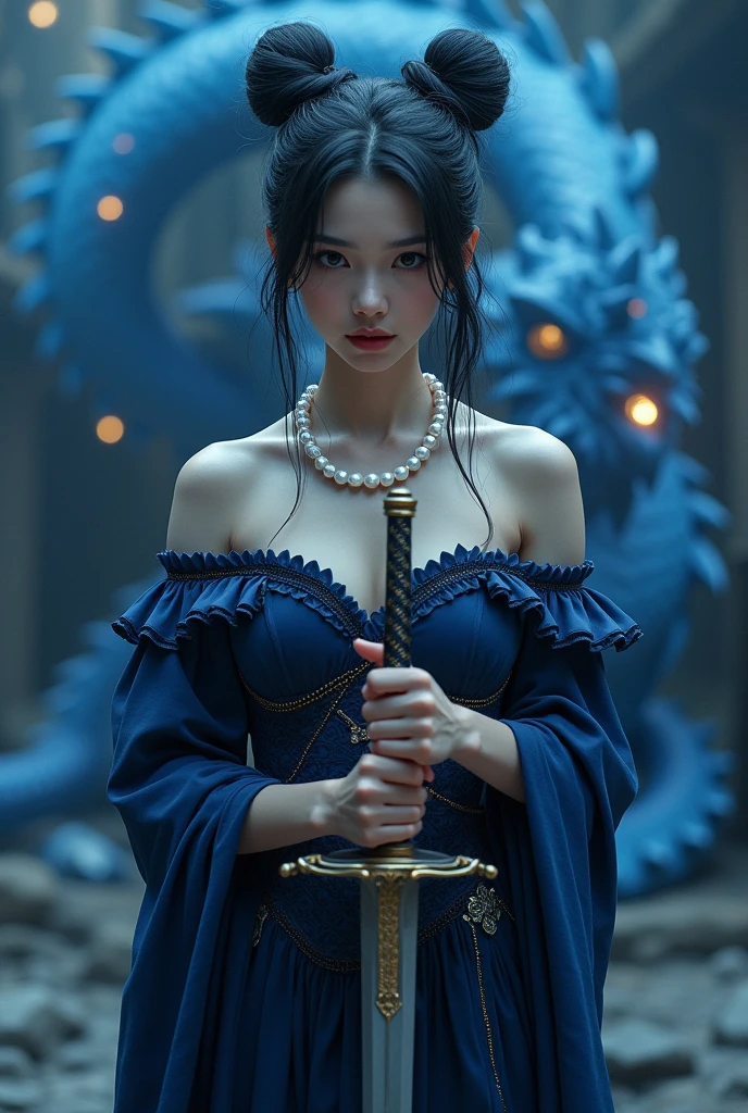 (A woman in her twenties wielding a Japanese sword),(handsome girl), (Hanfu), white skin, surrounded by ink water,Surrounded by the wind, clear face, clear and bright eyes, high detail, whole body, movie lights, motion blur, ray tracing, reflected light, (enlargement), masterpiece, best quality, high quality, high details, super detail, 1080p, UHD, HD, character design, photorealistic, Unreal Machine, concept art, Popularity of Art Station, ((realistic)), looking at viewer, fantasy art, Amazing Gradient Colors, amazing detail,absurd, HDR. Japanese Warring States Period, A little bit of cleavage is visible, Bandaged chest., big bust, sexy, from below, Holding a Japanese sword, swordsman, Bewitching, Your legs are sexy, Undergarments slightly visible, spread the crotch apart, fishnet stockings
