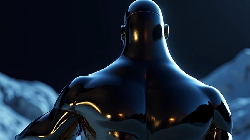 A realistic looking black marble statue of a man facing forwards with a glowing halo behind brimming with power illuminating the space behind him, the marble is polished and gorgeous, all details carved are phenominal and professional, studio quality photo, photorealism, created for the cover of an EDM album, --ar 4:5 --v 6.0 --s 250