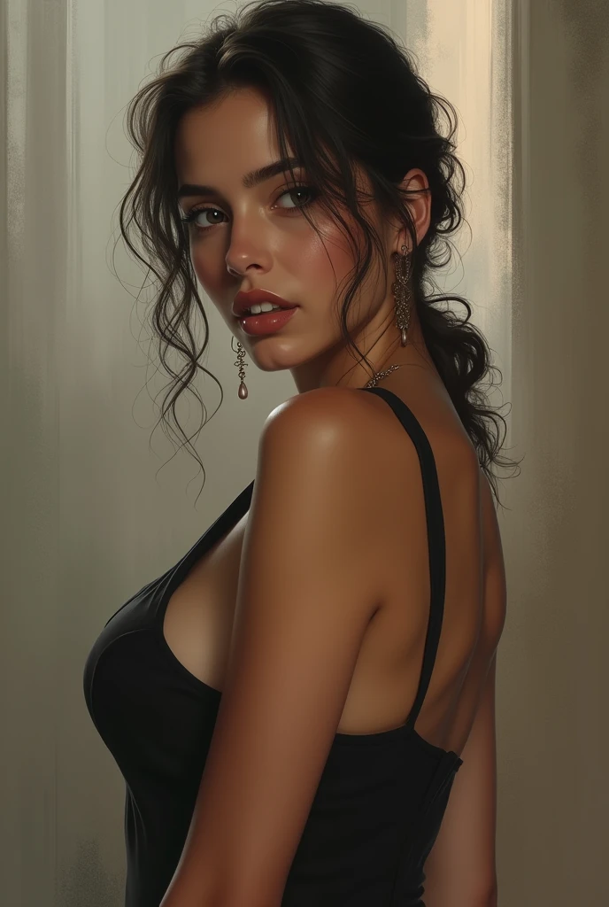 Sexy girl, 20 years old, smiling, full lips, black long transparent dress with plunging neckline, captivating, Wet, (big breasts:1.3) and well-defined green eyes, country Uruguay on rambla, Lee Jeffries Award-winning photo, Kodak Film Photography, Kodak Lens Portra 400 Camera F1.6, extremely detailed, amazing, Fine details, rich colors, Hyper-realistic realistic texture, Dramatic lighting, UnrealEngine, Trending on ArtStation, CineStill 800 Tungsten, Looking at the viewer, photo realistic, RAW Photo, TanvirTamim, high quality, High resolution, sharp focus, extremely detailed