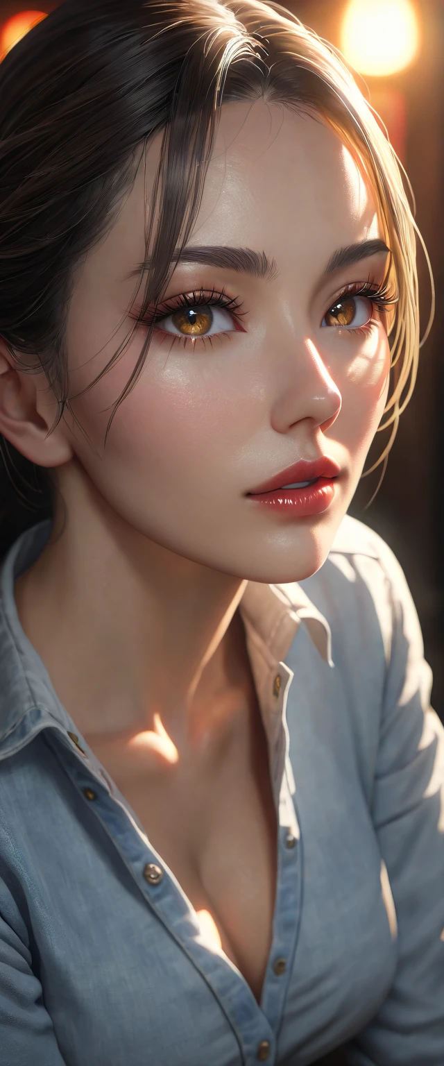 beautiful detailed Italian-Japanese girl, model body, wearing jeans and a white shirt, erotic, detailed eyes, detailed lips, extremely detailed face and portrait, long eyelashes, high quality, realistic, photorealistic, hyper detailed, 8k, cinematic lighting, warm colors, dramatic lighting, moody atmosphere, gorgeous background