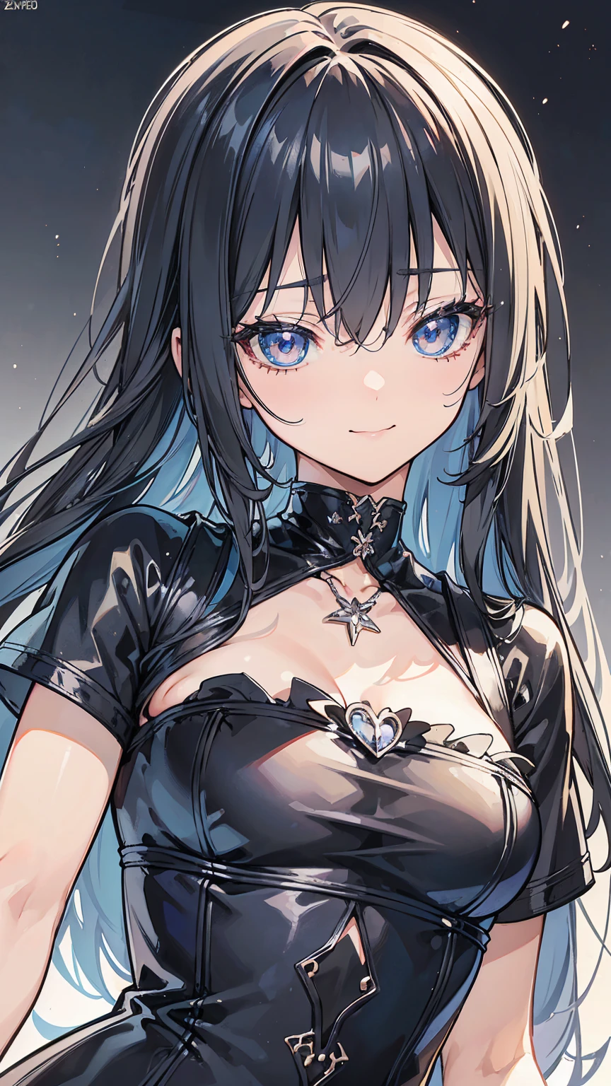 (masterpiece), best quality, expressive eyes, perfect face, black hair, blush, black choker, blue eyes, shoulder showing, happy, chest showing, bikini