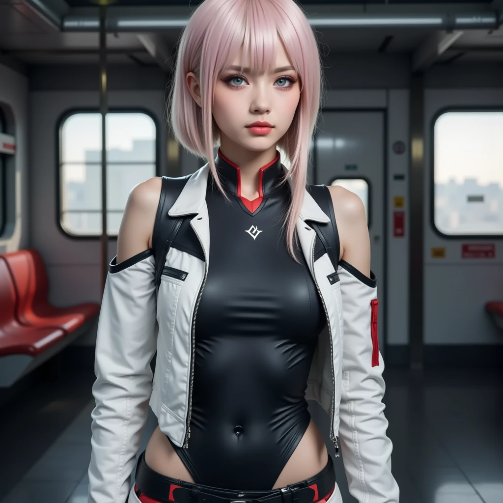 "Ultra high resolution, UHD, Ultra-detailed, hyper-realistic skin texture, high-quality rendering, Photorealistic portrait ,1Lucy” standing in a train station