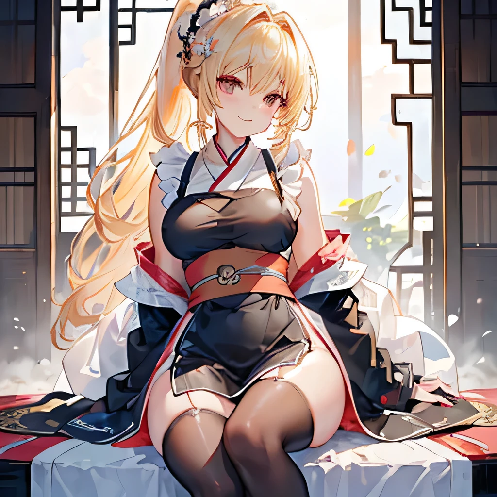 (( best quality)), (( Masterpiece )), ( Details), Slender woman , gal、 ((( Big Breasts、 blonde alone 、 ponytail 、Curly hair、Brown Skin、 sunburned skin、 Slender girl posing in a cute pose 、 Gal Maid、 kimono、 kimono、 sleeveless、 apron dress、 black stockings 、 white apron 、 Sit back and look at the top 、 watch viewers、 emphasizes bust 、smile )))、 Large hair ornament、#woman、transparent bodystocking
see-through, bodystocking