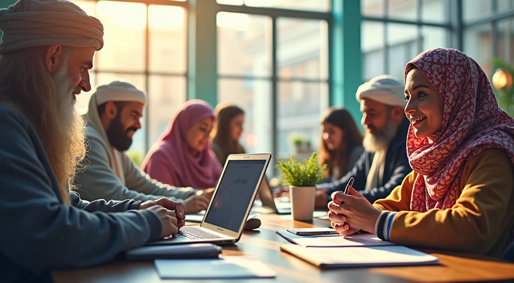BCA Students Sitting in Computer lab and girls wearing hijab