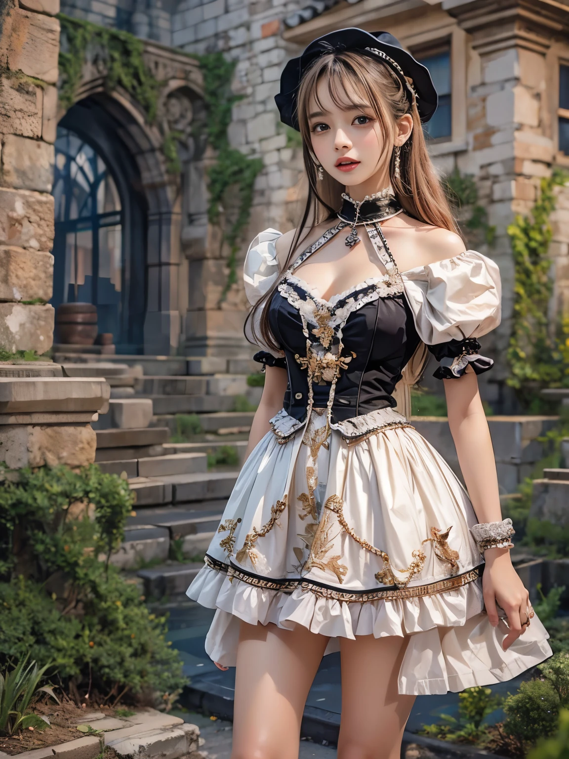 (8k, RAW photo, photorealistic:1.25) ,( lipgloss, eyelashes, gloss-face, glossy skin, best quality, ultra highres, depth of field, chromatic aberration, caustics, Broad lighting, natural shading, Kpop idol) looking at the audience With serenity and goddess-like bliss, big breasts, (big breasts), (big tits), full body,