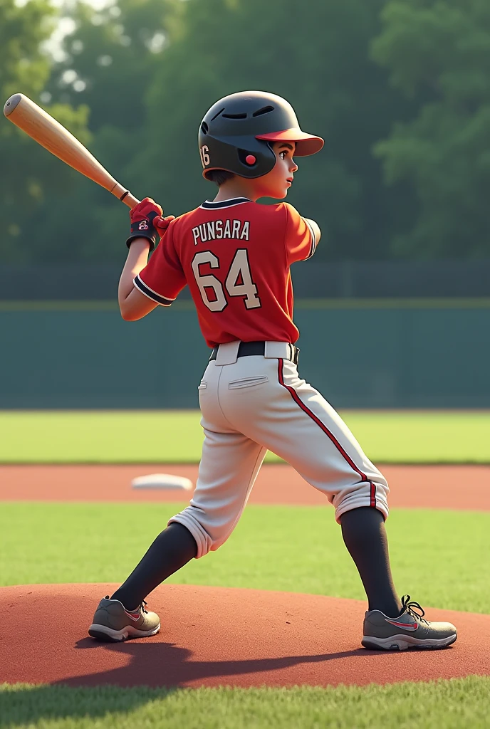 A boy hitting a ball