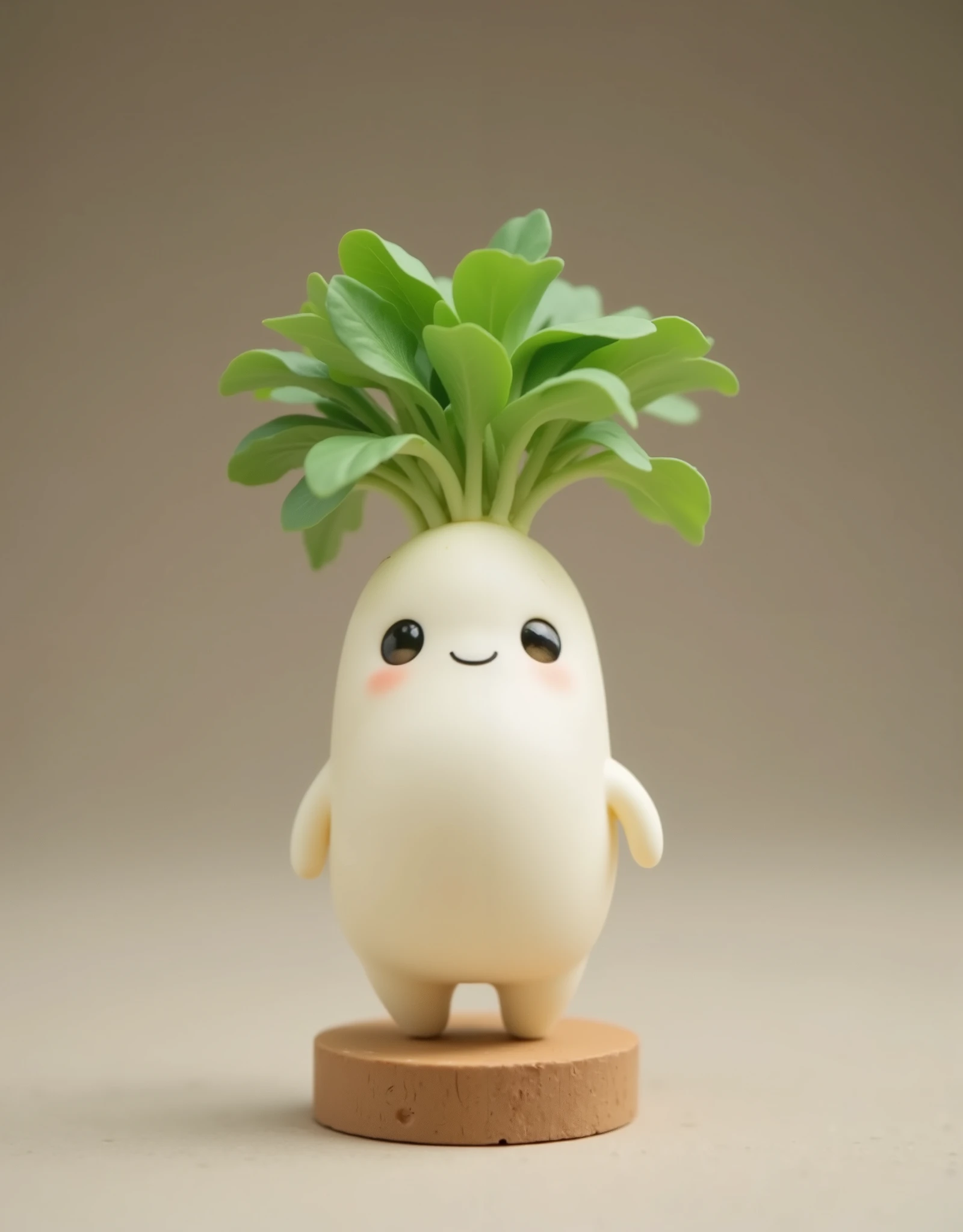  Nendoroid on display、 Nendoroid Daikon Daikon 、 Dai Figure :1.4、 daikon object mounted on a stand 、Cute Daikon 、 super detailed、 super high definition 、masterpiece