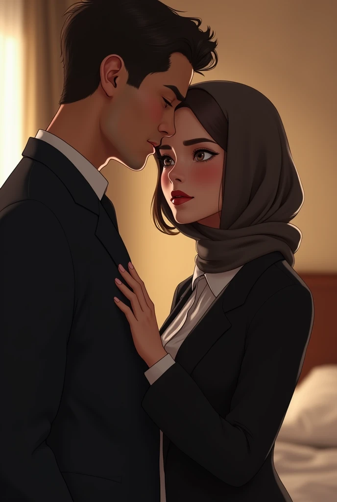 Woman in hijab get enslaved by a African black man in room
