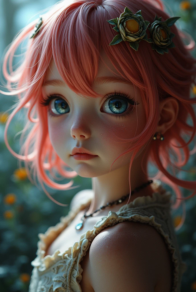 high quality, (photorealistic:1.8), 1girl, (aegyo sal:1), cute, ((puffy eyes)), irreal_engine, photography, realistic_skin_texture, photorealistic, green eyes, pink hair, pink hat, white dress, children --auto --s2