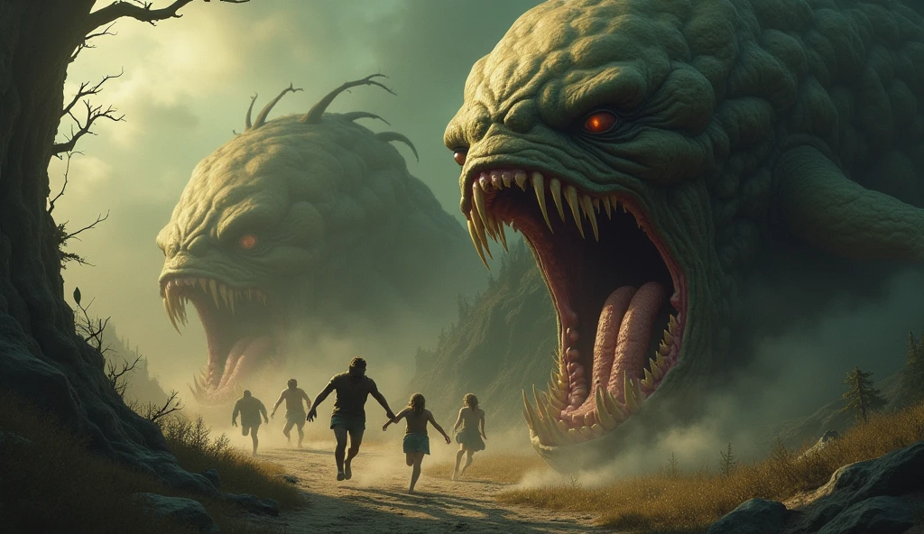 People from giant man-eating rabuka々Desperately runs away