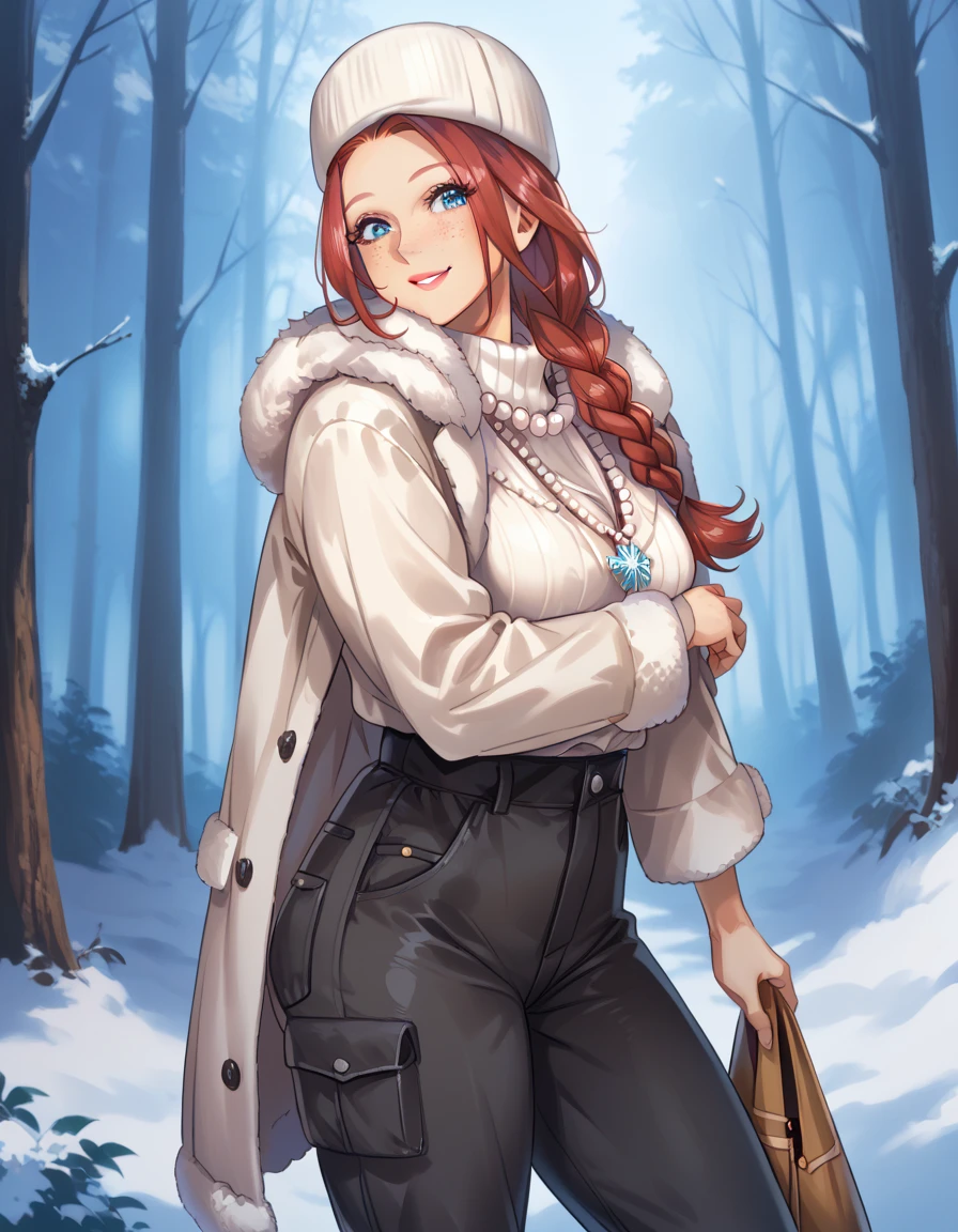 Лучшее качество Rilay from DOTA really wants to pee in the winter forest. She holds on to her crotch with all her strength, but her panties get wet. she is very embarrassed. tries to hold his crotch and avoid eye contact. У неё длинные ноги. Большая круглая  грудь. Full length photo