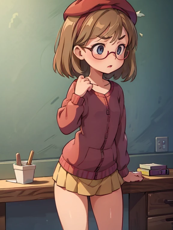  score_9,  score_8_up,  score_7_up,  score_6_up,  score_5_up, Anime BREAK，nsfw， best quality， Masterpiece，( detailed biography :1.2)， fisheye lens， a very young girl ，Very short stature:1.3，Round face，*********，Glasses， **ddler figure :1.4， flat chested， Thin Thighs ，Very short legs，  christmas anime style outfit and knee-length skirt，Santa hat，ｐcute diapers ， chubby female *********************， I want to change おむつ， cute serious book committee chairman ，Barcode on lower abdomen，shiny skin，  brown hair， medium length hair，( very short straight bang )，(Wide forehead)， I sweated， shaking butt in front of a blackboard ， illustration style ，Light urine stains，Irony，Diaper Wearing ，Diaper Pulldown，( plump cheeks :1.2), (Sharp eyebrows)， is shaking，Effects of anger ， sarcasm ，