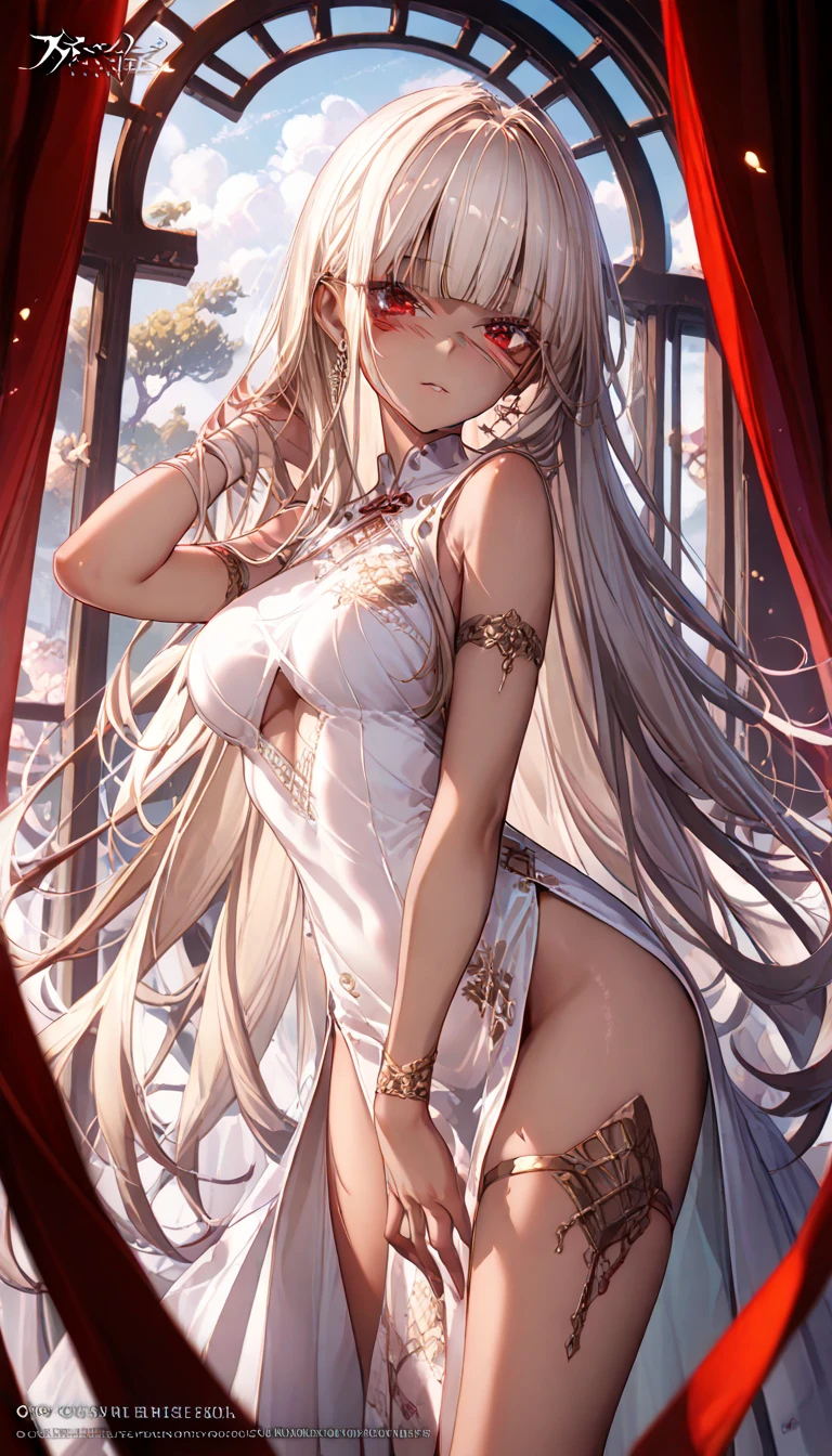 (masterpiece,   high quality  ,  best size   ,   official art ,   beautiful and aesthetic  :1.2), ((dark skin)), ((  1girl)),   in extremely detailed detail ,  BREAK,   incredibly detailed face, Eye details, blunt bangs,  passion, girl playing ,  erotic pose,  standing, in a short Chinese dress,  sex, penis, orgy,  lots of cum