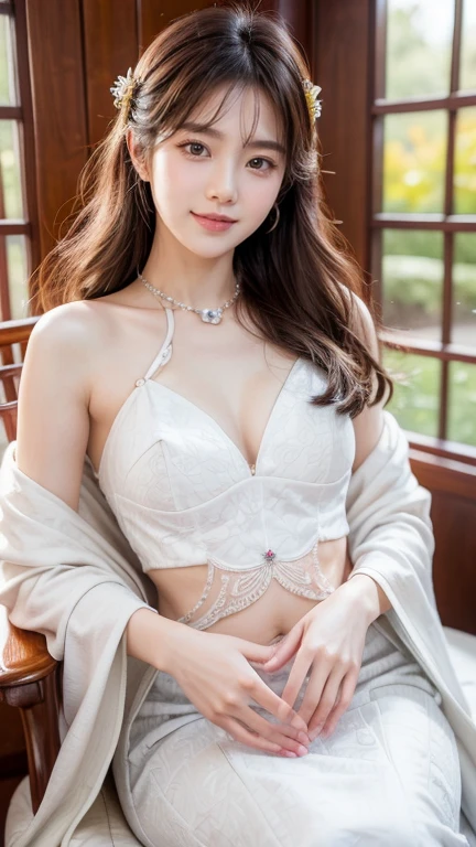 (Cover your chest)(smile)Grey Skin, Light golden hair and purple eyes. They prefer to wear white and silver clothing and dark blue or purple cloaks.。,Village Background, Huge_knocker, ((Very accurate and detailed)), ((High resolution)