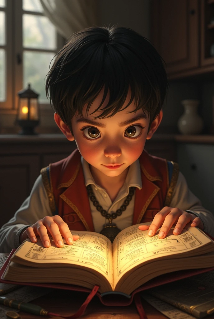 A 2-year-old boy in a children's archive, blockbuster movie, with a cold expression, line art engraving, gothic style, more fantasy, tattoos on his arms, tattoos on his neck, frontal view, innocent and playful, childhood memories, lively interaction, happiness, absolutely symmetrical, ultra-detailed, absolute clarity (best quality, 4k, 8k, high resolution, masterpiece:1.2), vibrant colors, studio lighting, more fantasy, gothic style.