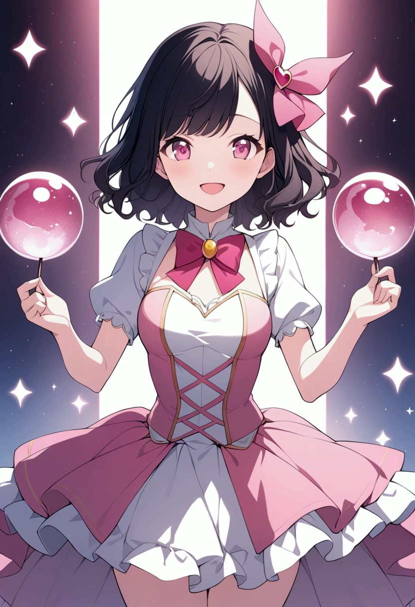 night、lovelive Kurosawa Diamond、Black Background、Evil background、Hotel Bedroom、Sensual pink light、A shiny white rubber suit that wraps around the body、tall、Upper Body、adult、White Long Gloves、Big Breasts、Black hair twin tail drill Volumie、Upper Body、Evil female warrior、Fantasy、Condescending smile、Fallen into evil、Fall into Darkness