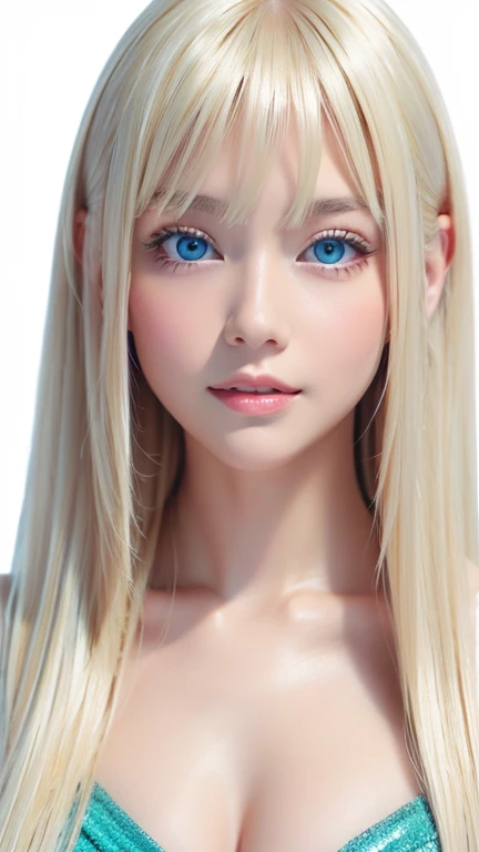 highest quality、8k Masterpiece、Ultra-high resolution、(Realistic:1.3)、RAW Photos、14 year old Scandinavian girl with shiny blonde hair、Silvery blonde hair、Super long straight hair、目とBangs between the eyes、bangs on the face、Bangs that cover the eyes、片Bangs that cover the eyes、Bangs between the eyes、White and glowing skin、1. Cyberpunk Super Beautiful Soldier、((Ultra-Realistic Details))、Portraiture、Global Illumination、Shadow Realm、Octane Rendering、8k、Ultra Sharp、Metal、Cool colors、、Very intricate detail、Realistic Light、Trends of the CG Association、so beautiful, Big bright blue eyes、Very big eyes、Eyes shining at the camera、Neon Details、Small Face Beauty、Round face、Cheek highlight