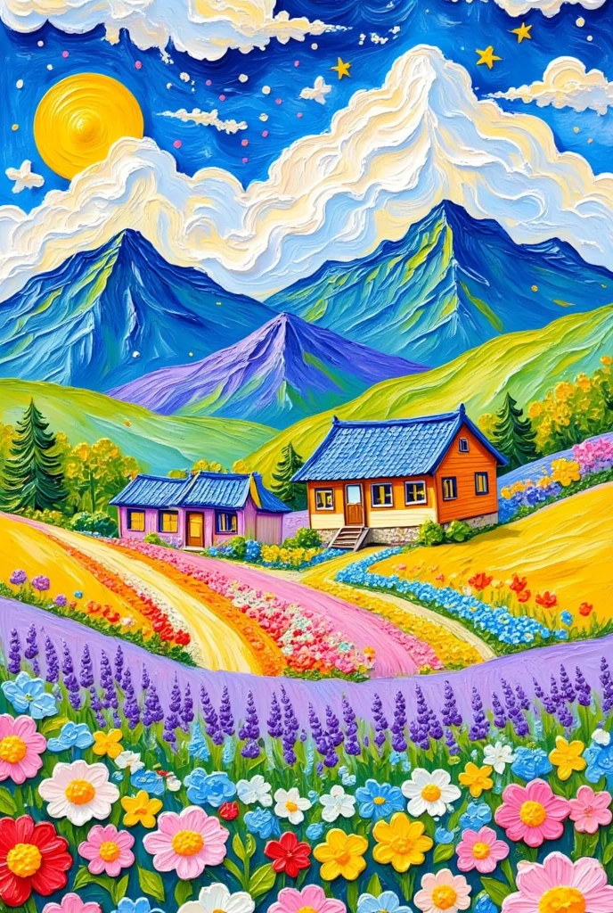  to paint a rural landscape with a house and a field of flowers, Korean Village, Rural Japan, author：Hiroshi Nagai , Japanese Village, 动漫Countryside Scenery , author：Shimomura Mountain View, by Chen Daofu, Rural Japan, author：Ma Yuanyu, He didn't come ,  detailed landscape on the wall — a 672 ,  landscape artwork , Countryside Scenery 