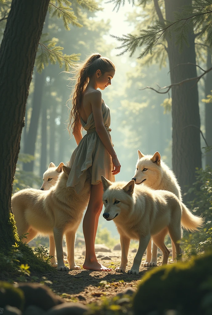 ren playing with wolves